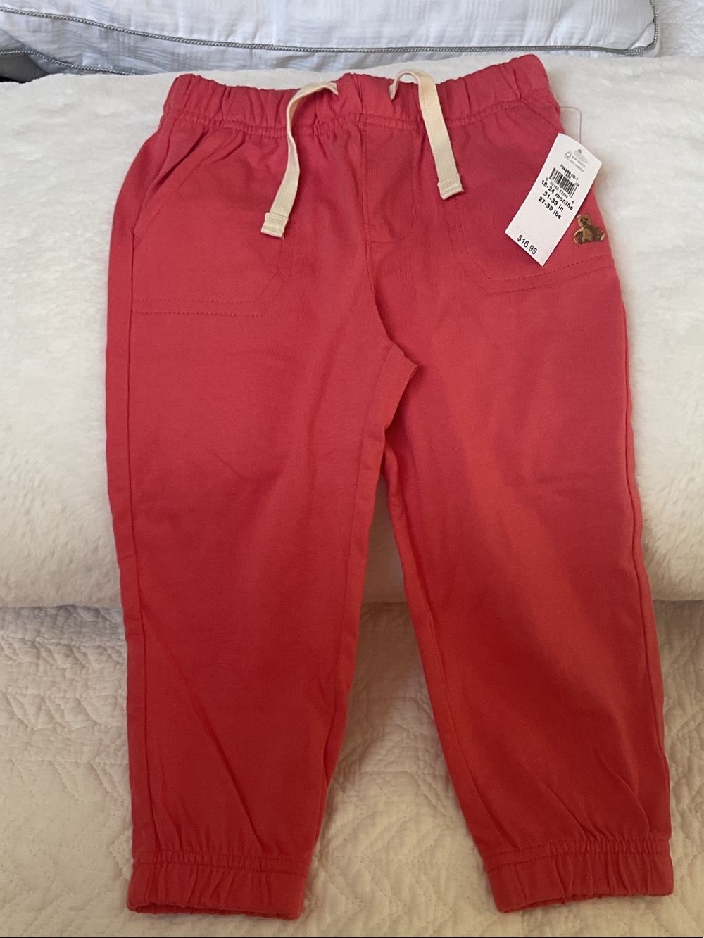 GAP Coral-Red Kids Jogger Pants with Drawstring
